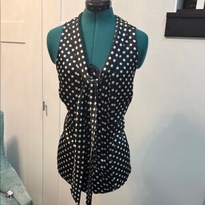 White House Black Market Black and White Polka Dot Blouse